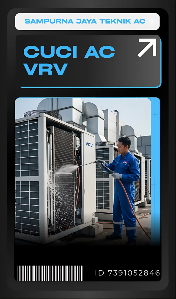 Cuci AC VRV oleh teknisi profesional dari sampurna jaya teknik ac di tangerang