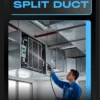 Teknisi Sampurna Jaya Teknik AC sedang melakukan cuci AC split dengan mesin steam pressure untuk membersihkan unit indoor secara menyeluruh dan profesional.