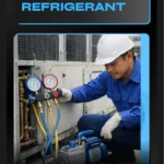 Teknisi Sampurna Jaya Teknik AC sedang melakukan proses vacuum AC menggunakan vacuum pump sebelum pengisian freon untuk memastikan sistem AC bebas udara dan uap air.